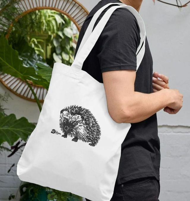 CafePress Hedgehog Love Canvas Tote Bag - Reusable Natural Shopping Bag (Choose Small Or Medium Size)