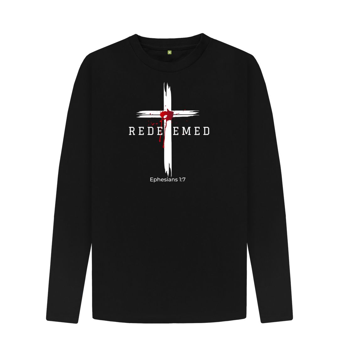Ephesians 1:7 - Redeemed by the blood of Jesus Organic cotton Men's Long Sleeve T-shirt