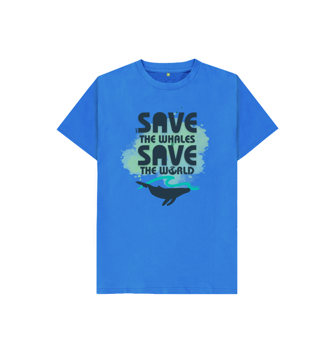 Kids T Shirt - Save The Whales Wave - Dark Text