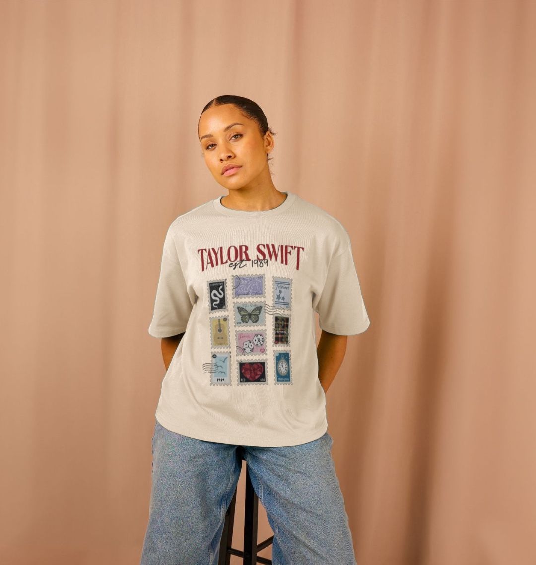 Taylor Swift Album Stamps Women's Oversized T-Shirt