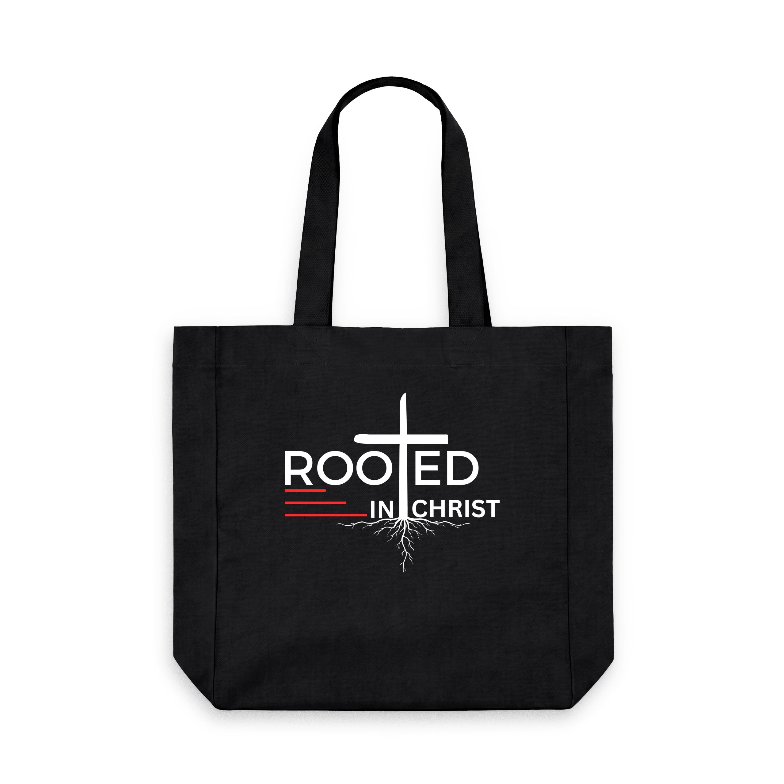 Colossians 2:7 - Rooted in Christ Organic cotton shopping tote bag
