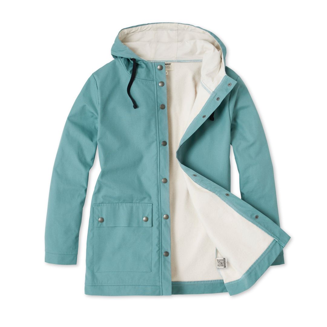 Women's Fleece Lined Jacket Sustainable Raincoat Rapanui