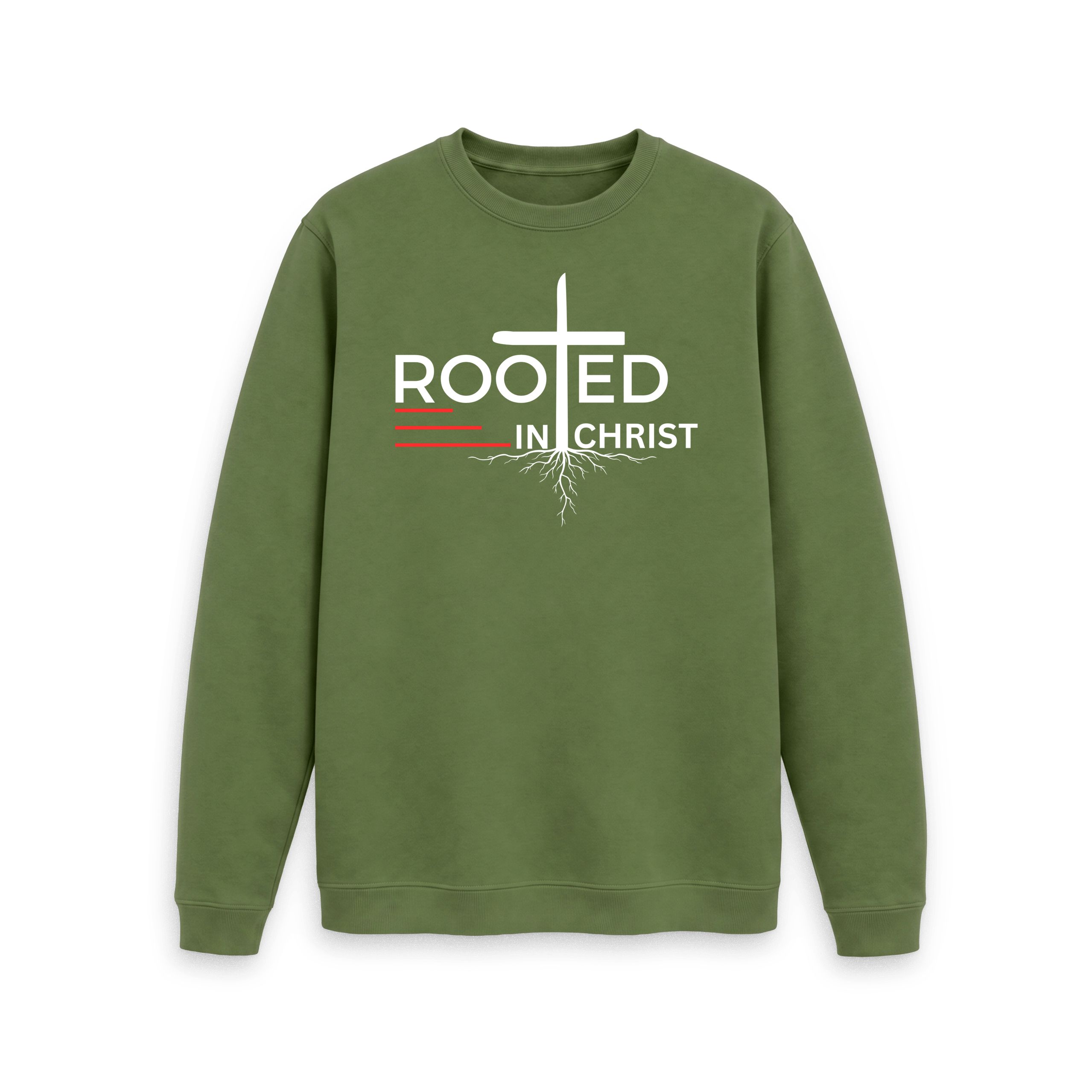 Colossians 2:7 - Rooted in Christ Organic cotton Men's Crew Neck Sweater