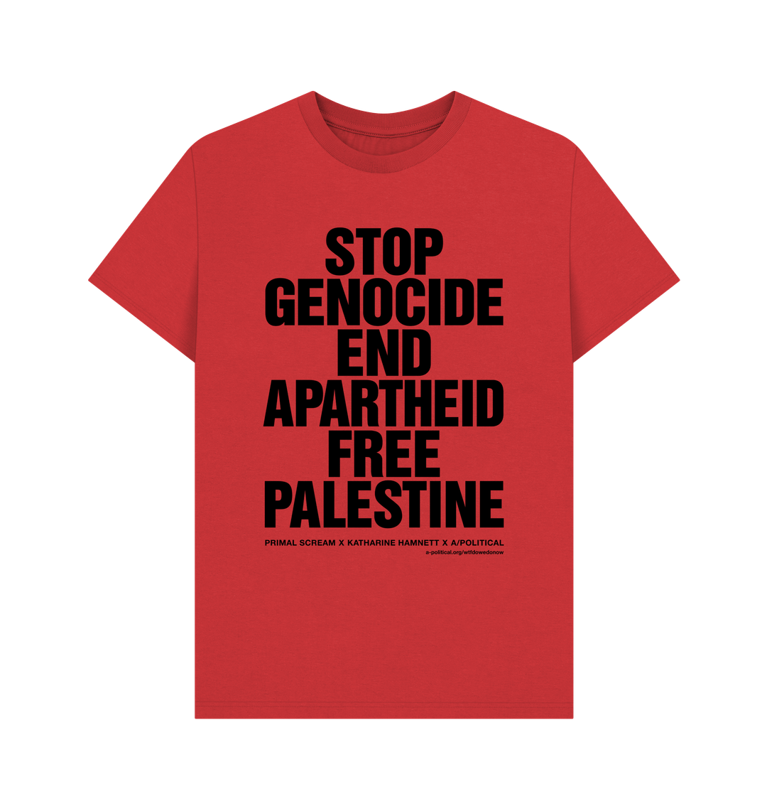 Stop Genocide : End Apartheid : Free Palestine Black Print T-shirt