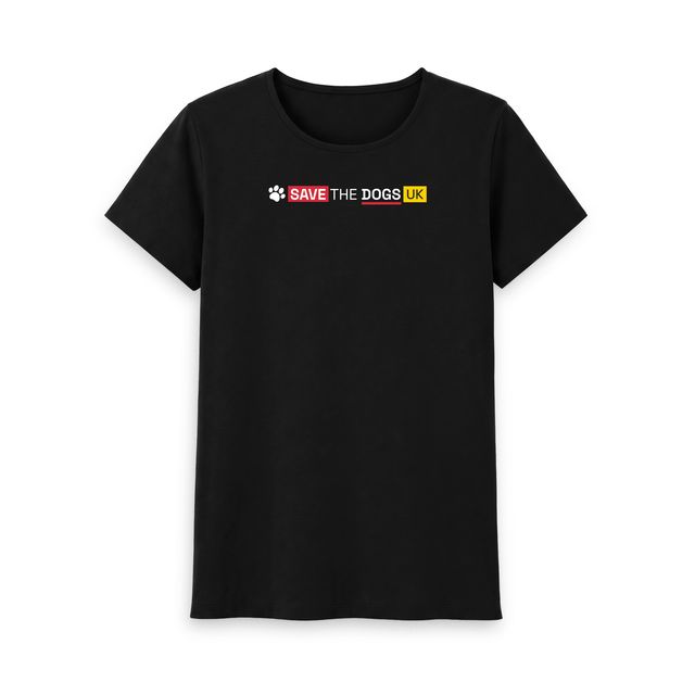 Save The Dogs Back Print Womens Tee (Black)
