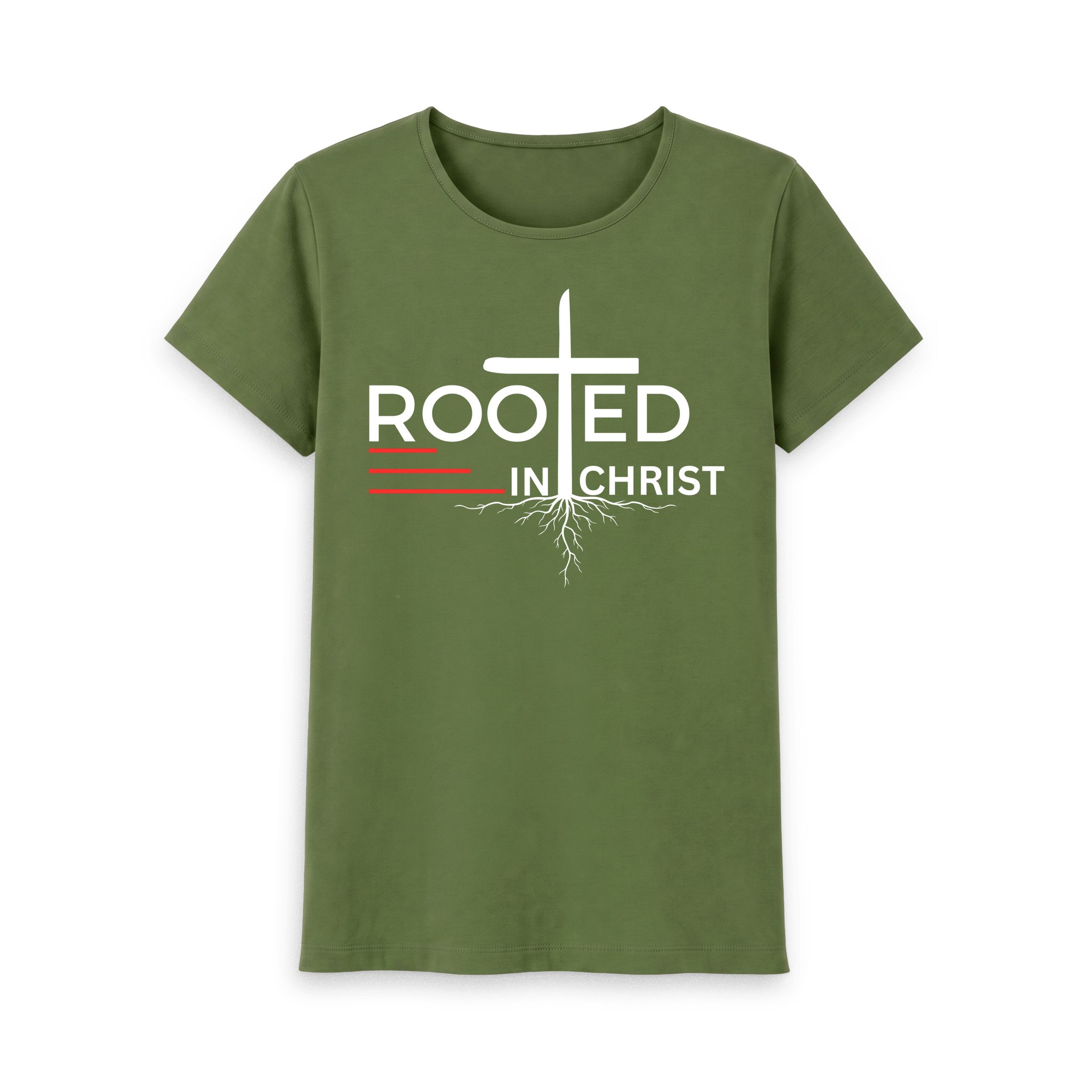 Colossians 2:7 - Rooted in Christ Organic cotton Women's Crew Neck T-shirt