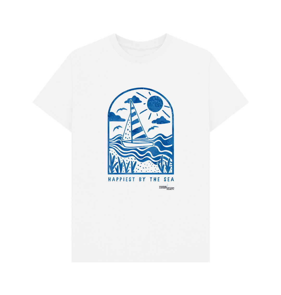 Happiest By The Sea Front Print T-Shirt