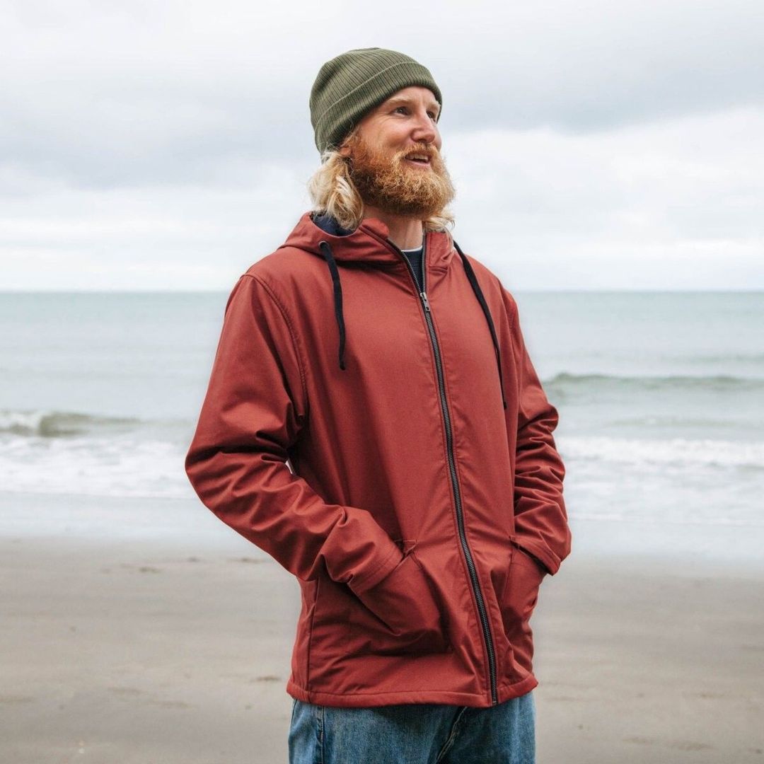 Men's Fleece Lined Raincoat Lined Rain Jacket Rapanui