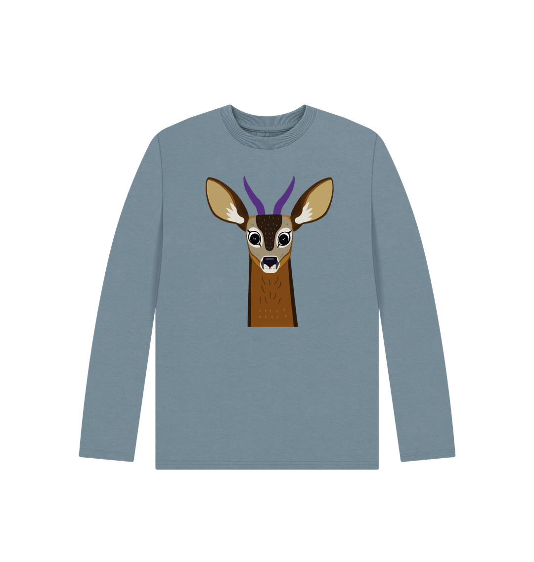 Reg the Roe Deer on a sustainable Christmas long-sleeve t-shirt