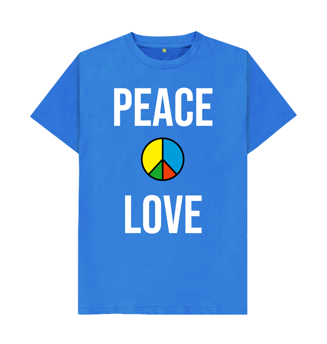 T-shirt Peace Love Rock – Homme Taille L (44-45″ Poitrine) – Vert – Neuf Avec étiquette