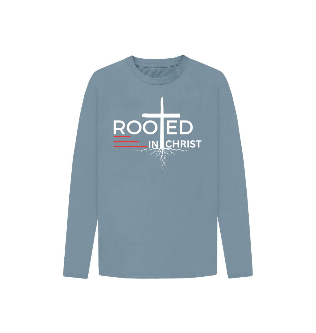 Colossians 2:7 - Rooted in Christ Organic cotton Kid's Long Sleeve T-shirt