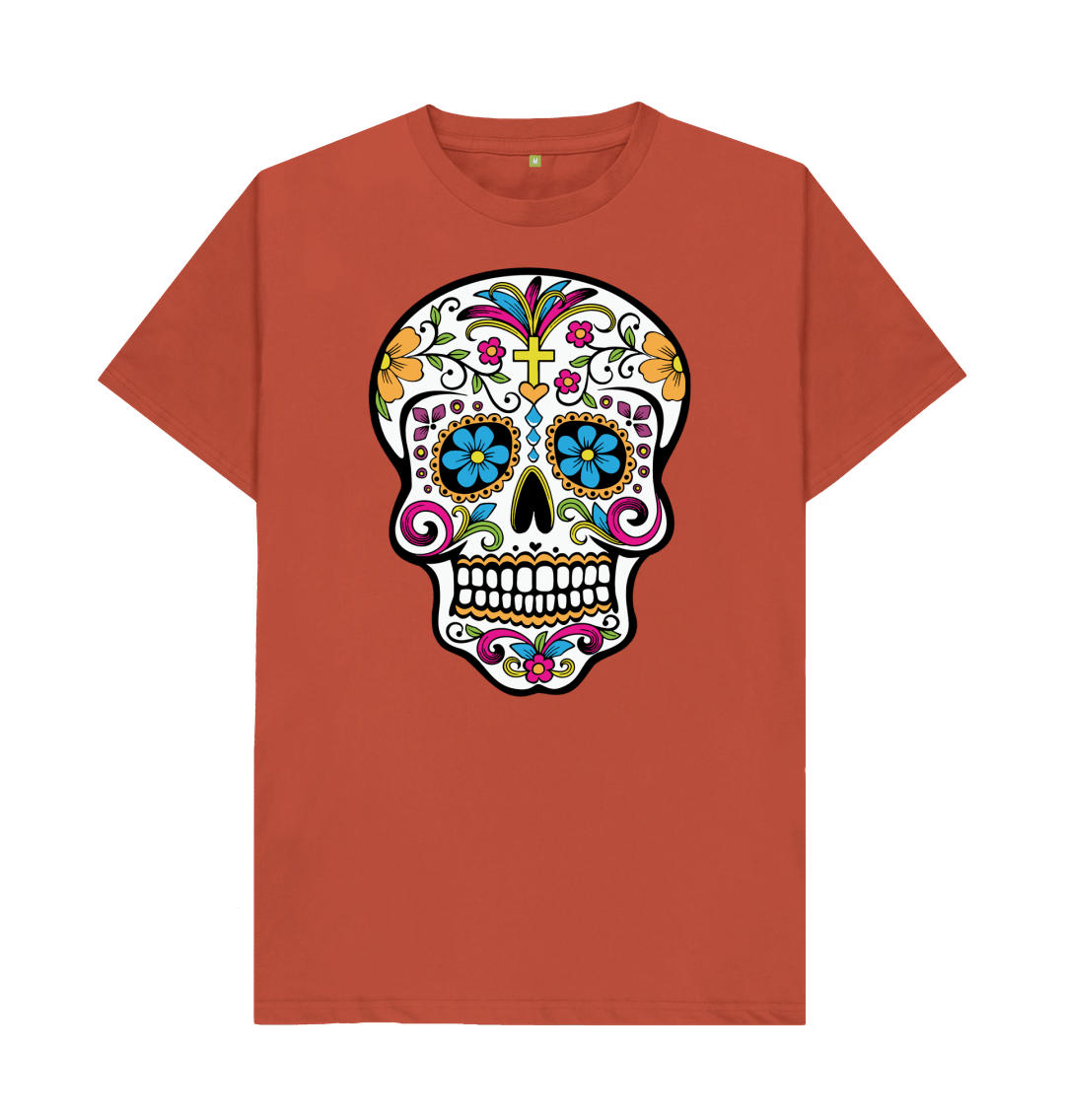 T-shirt Homme Gildan 5000 - Motif Sugar Skull Day Of The Dead - Coton, Coupe Loose, Neuf Sans étiquettes