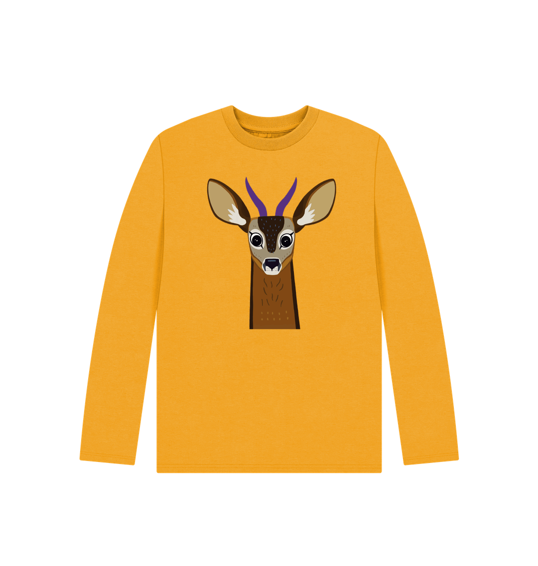Reg the Roe Deer on a sustainable Christmas long-sleeve t-shirt