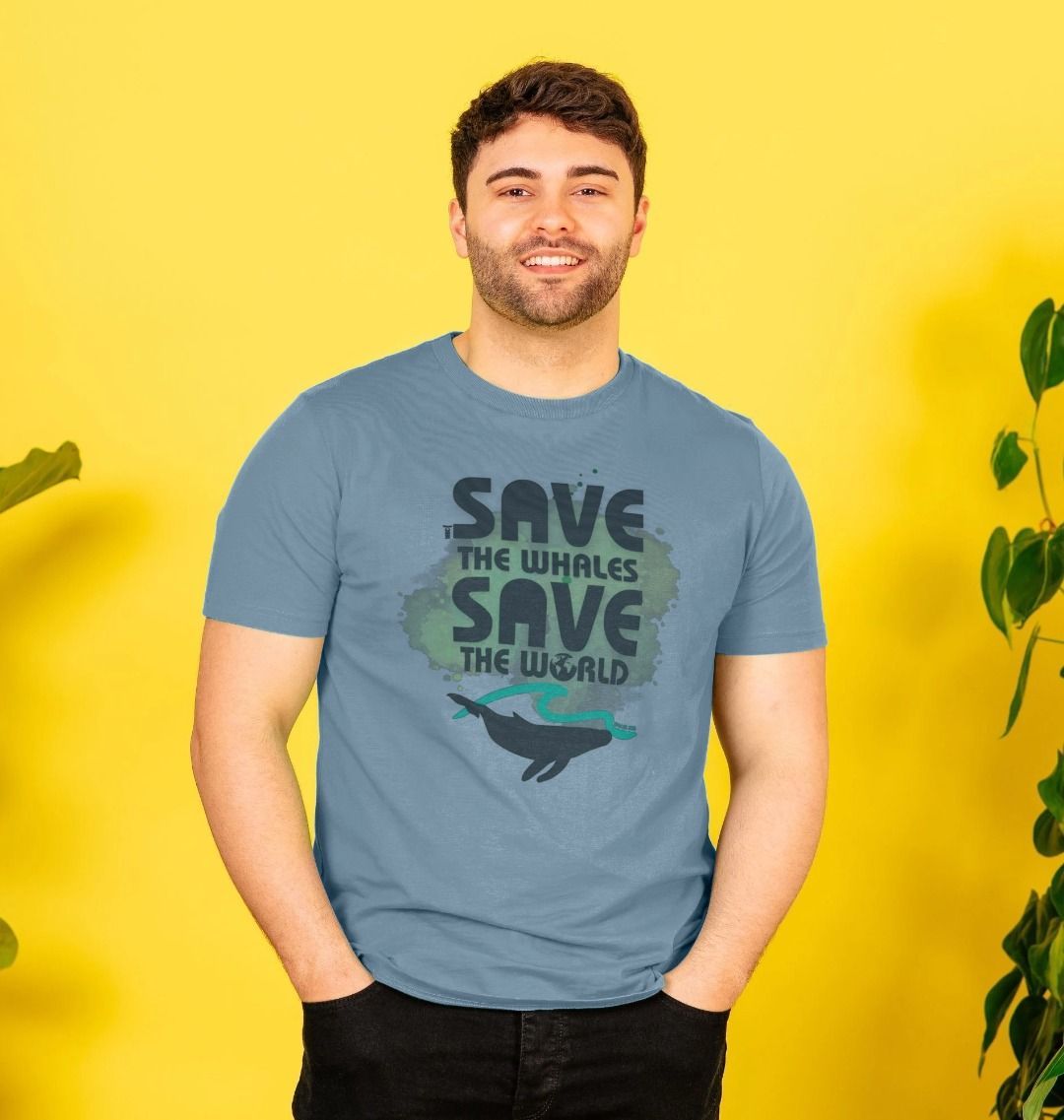 Men's T Shirt - Save The Whales Wave - Dark Text - RNA1