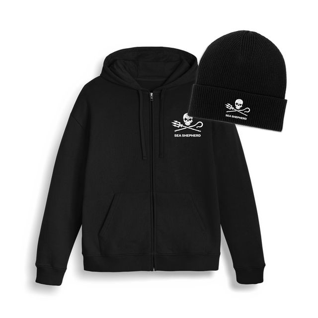 Bonnet Noir Logo Sea Shepherd Brodé - Sans Ourlet, Neuf Sans étiquette - Taille Unique Homme
