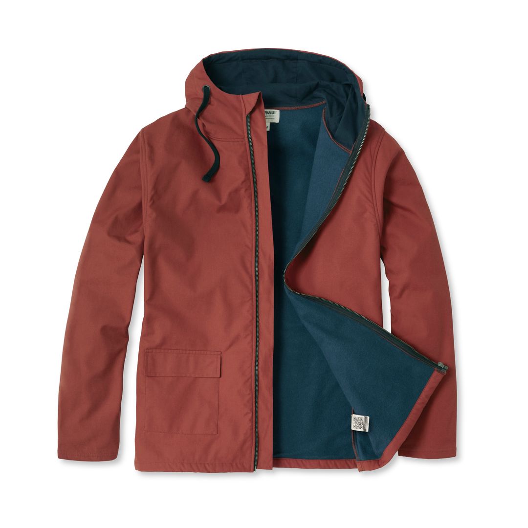 Men's Fleece Lined Raincoat Lined Rain Jacket Rapanui