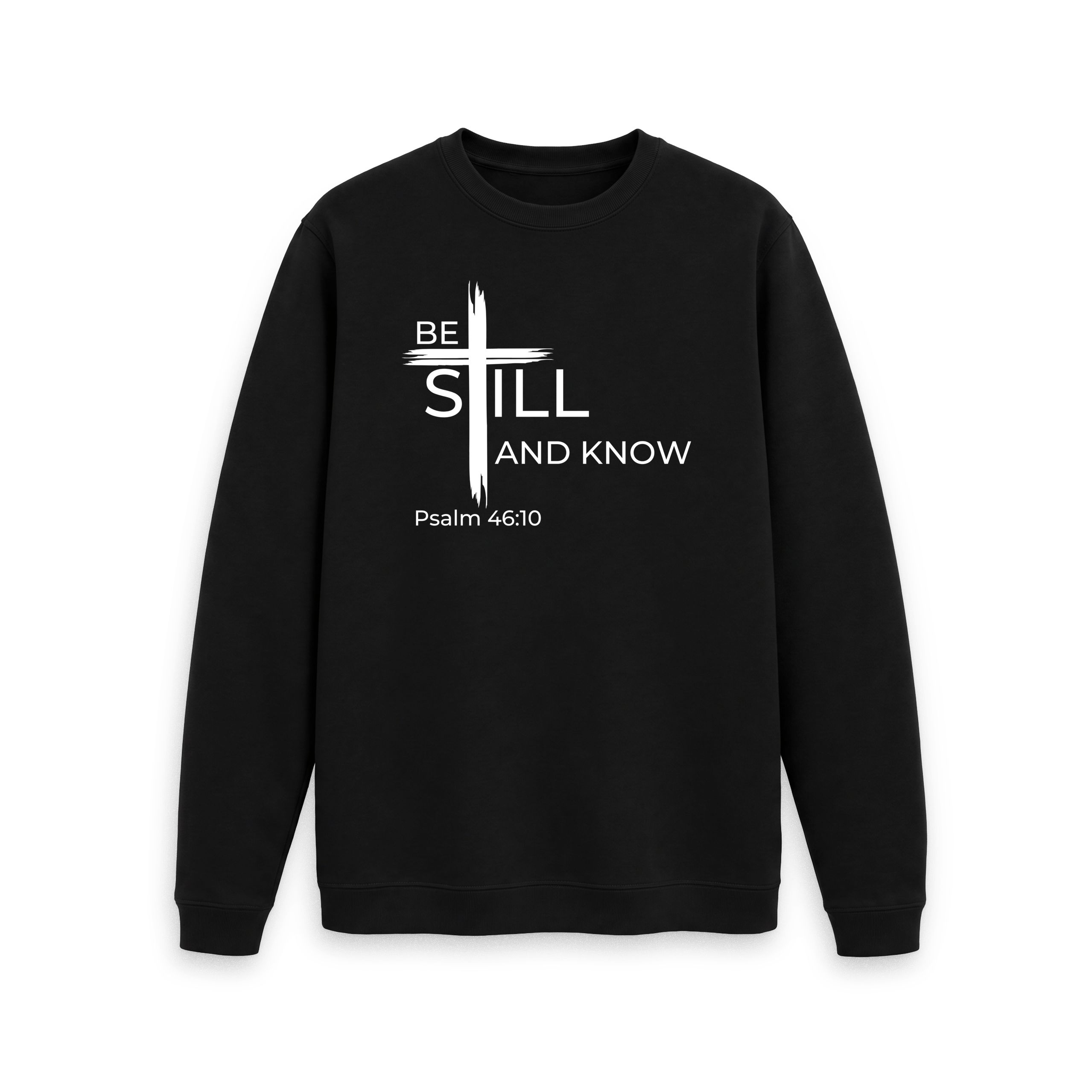 Psalm 46:10 Be still and know that I am God Organic cotton Men's Crew Neck Sweater
