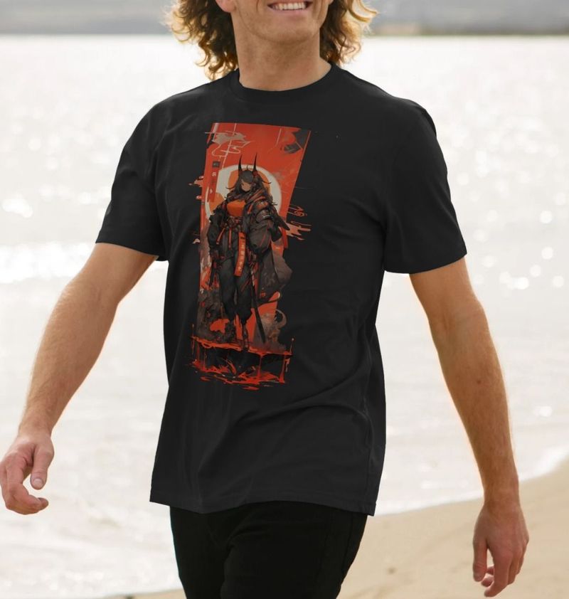 Men's Red Ninja Cyber Girl T-Shirt