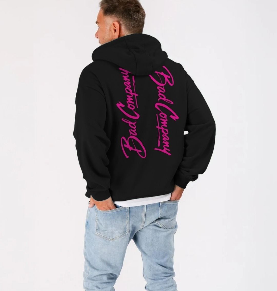 Bad Company Strength Heavyweight Kangaroo Pocket Hoodie – Neon Pink Signature