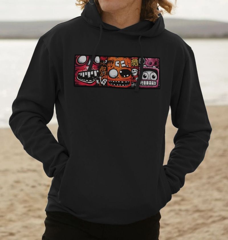 Men's Comic Strip Robot Heads Hoodie