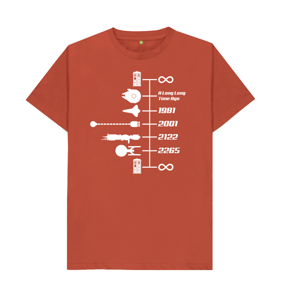 Men's Spaceship Timeline Graphic T-Shirt - Black, 5XL, Soft Cotton Tee