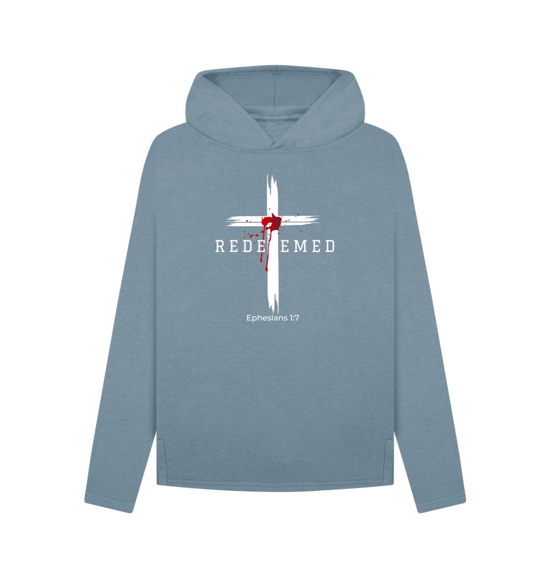 Ephesians 1:7 - Redeemed by the blood of Jesus Organic cotton Women's Relaxed Fit Hoodie