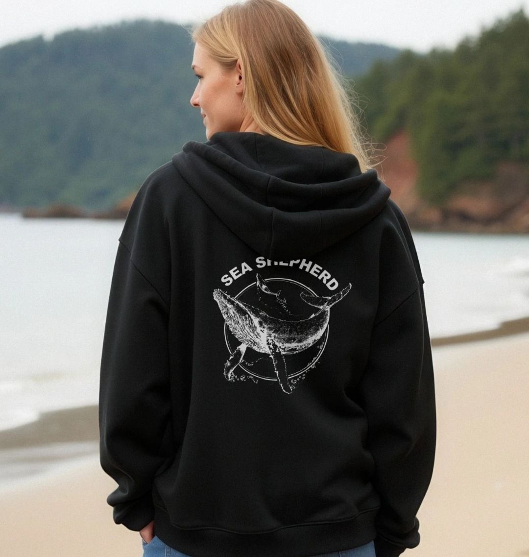 【美品】SEA VELOR ZIP HOODIE Sea Shepherd Whale Zip-Up Hoodie