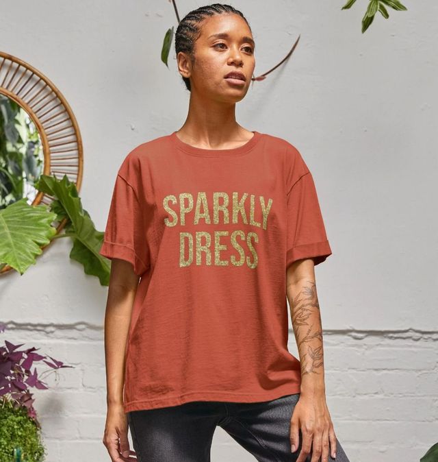 slim fit dress slacks MO&Co. Women's Black Sequin T-Shirt Party Dress Pullover with Letter Black Size S main image 0