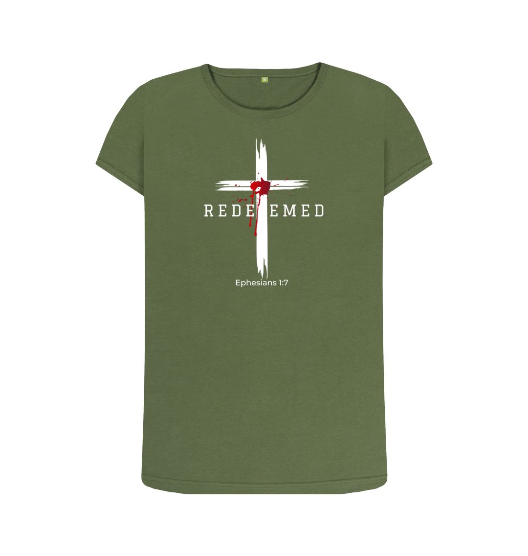 Ephesians 1:7 - Redeemed by the blood of Jesus Organic cotton Women's Crew Neck T-shirt
