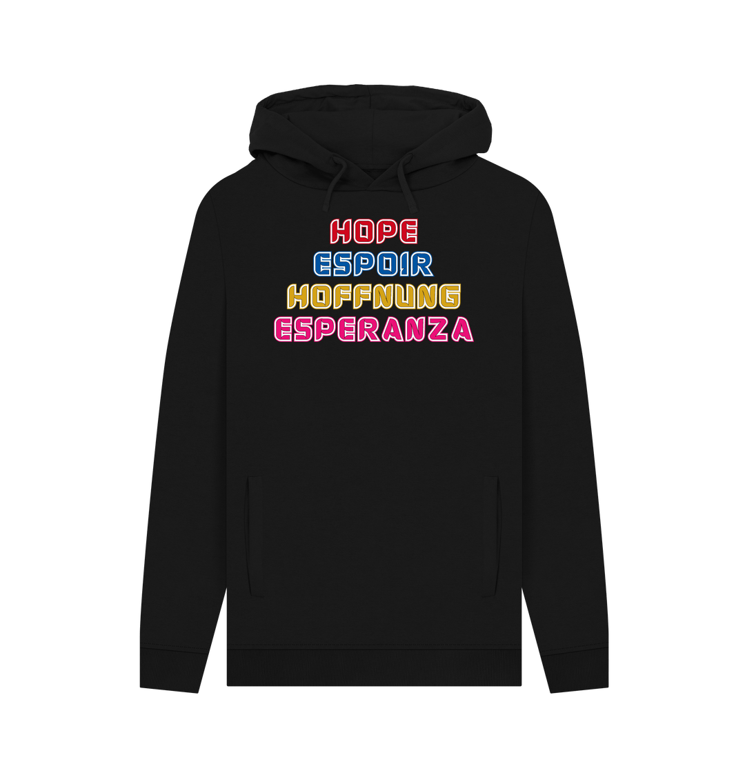 えつ　luck+hope+happiness+loyalty Hope Multilingual Slogan Organic Cotton Men's Hoodie