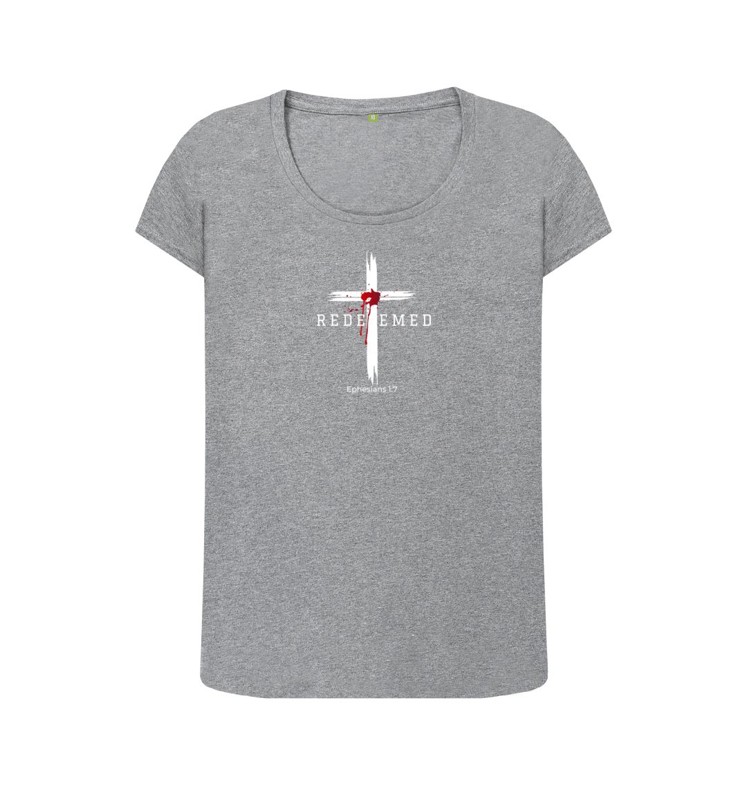 Ephesians 1:7 - Redeemed by the blood of Jesus Organic cotton Women's Scoop Neck T-shirt