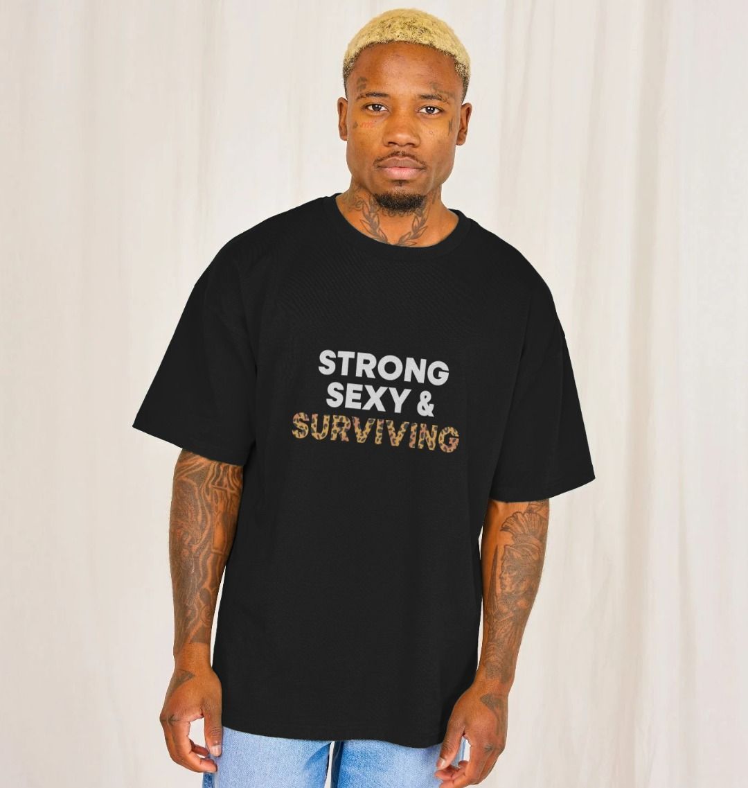 Strong Sexy and Surviving Oversized Tee (Black)