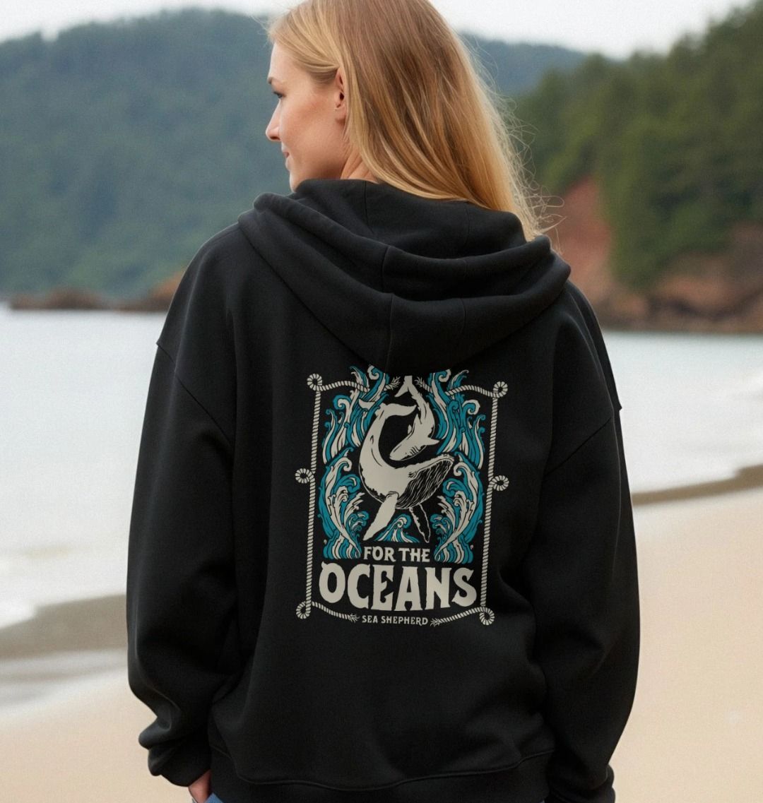 【美品】SEA VELOR ZIP HOODIE Sea Shepherd Whale Zip-Up Hoodie