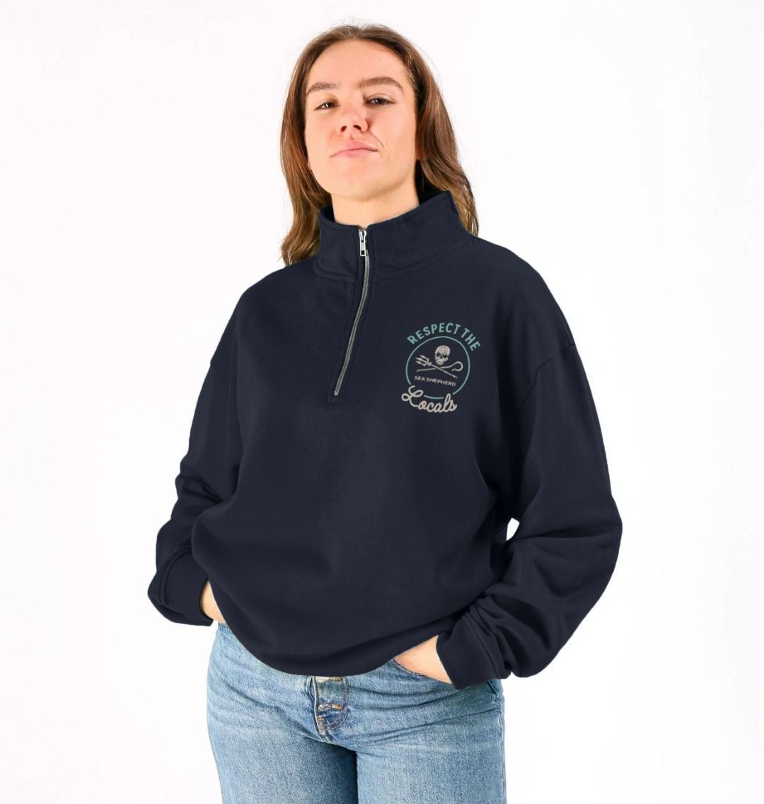 トレーナー/スウェット peepinsidehead HALF ZIP SWEATSHIRT NAVY Respect The Locals Half Zip Sweatshirt