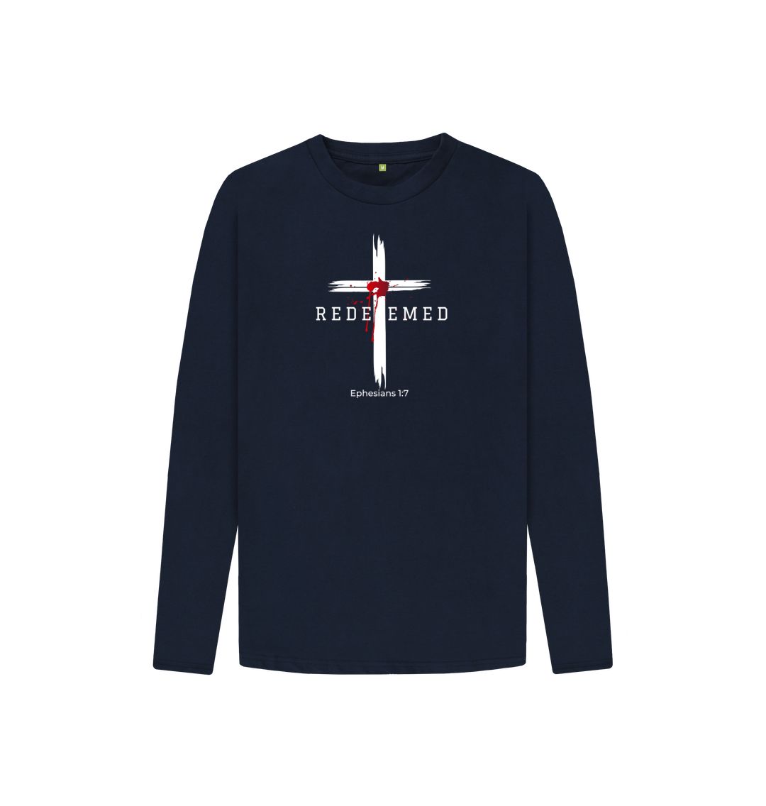 Ephesians 1:7 - Redeemed by the blood of Jesus Organic cotton Kid's Long Sleeve T-shirt