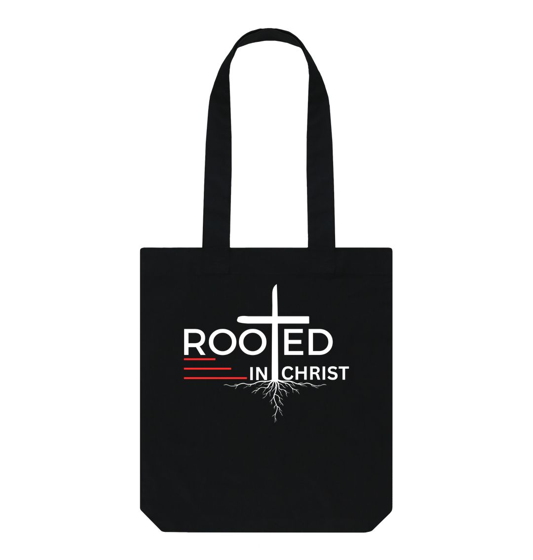 Colossians 2:7 - Rooted in Christ Organic cotton Tote bag