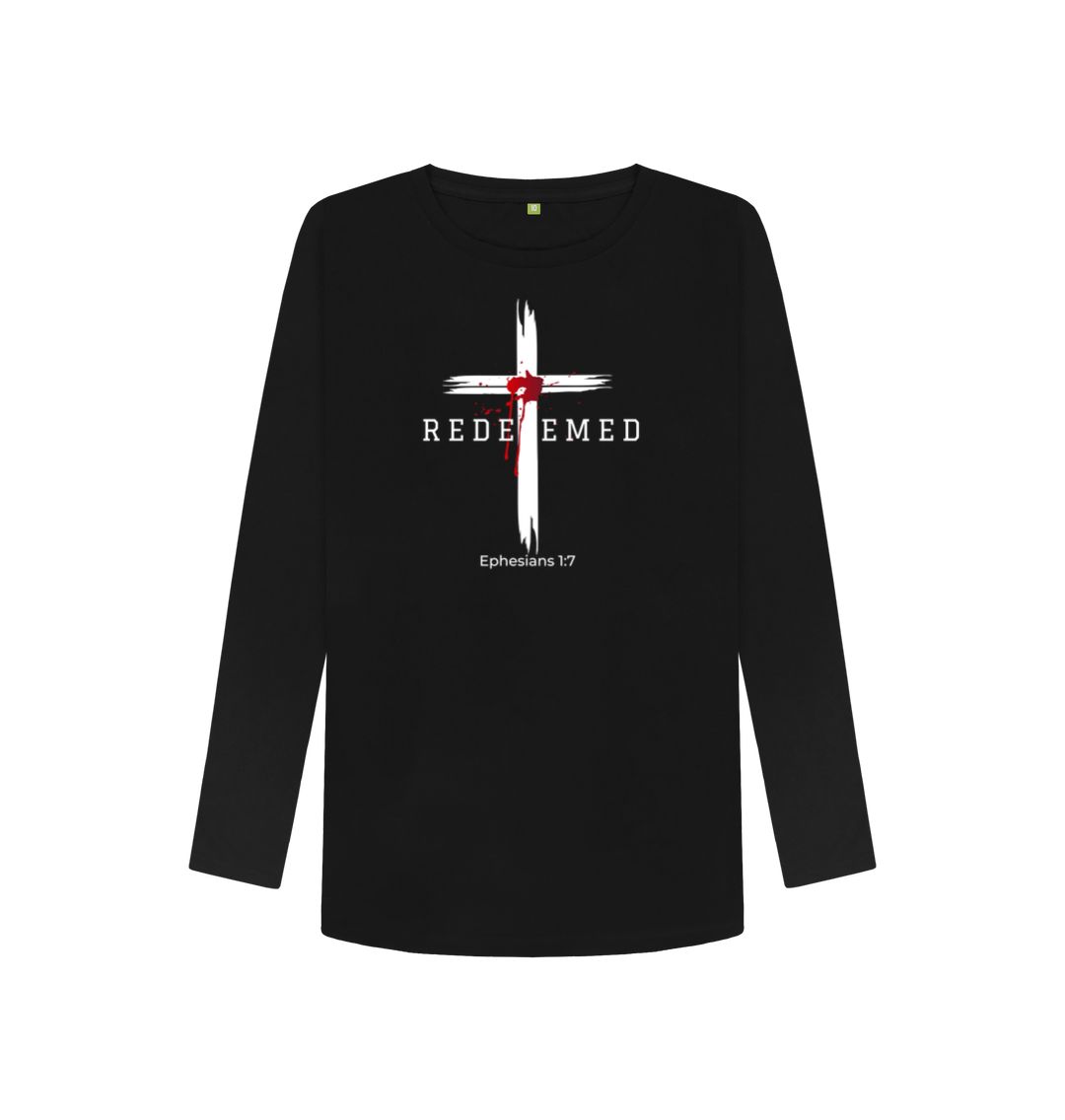 Ephesians 1:7 - Redeemed by the blood of Jesus Organic cotton Women's Long Sleeve T-shirt
