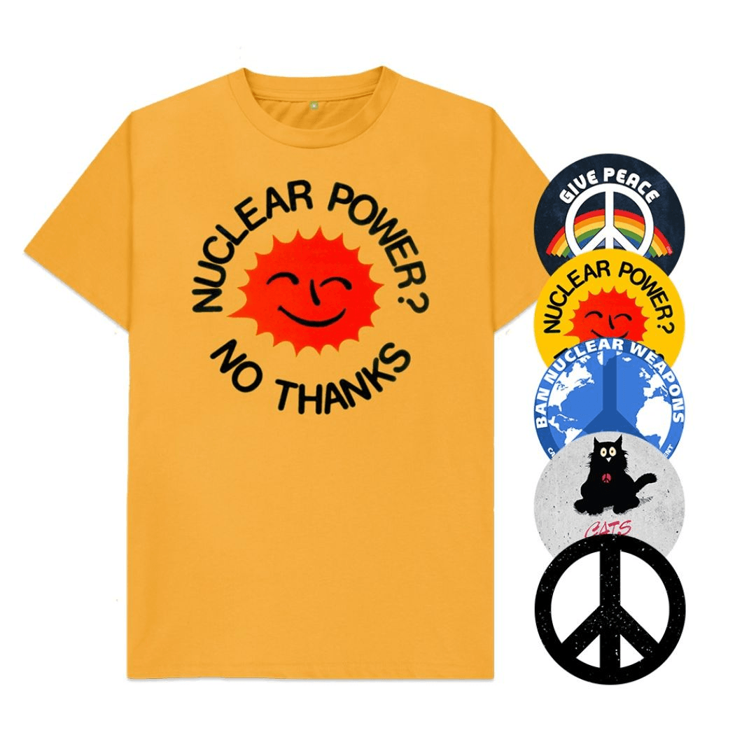 Nuclear Power? No Thanks T-shirt Sticker Bundle