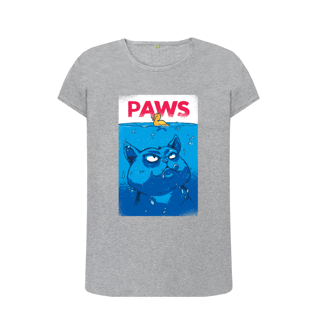 Paws Jaws Cat Fun Pet Lover Kitten Kitty Katze Weiße Hai Retro - Foto 6