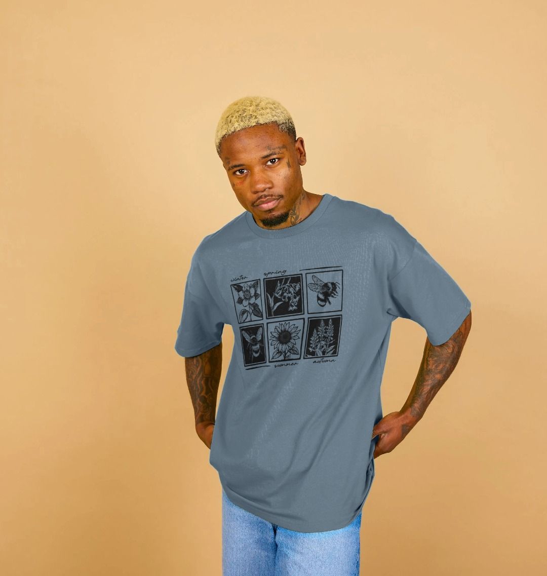 The Seasons Bumblebee Oversized Block Print T -Shirt
