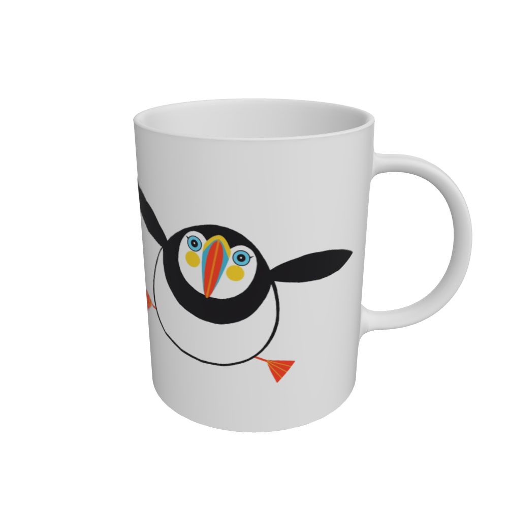 Fish Face the Puffin on a China Mug | Flapping Frank