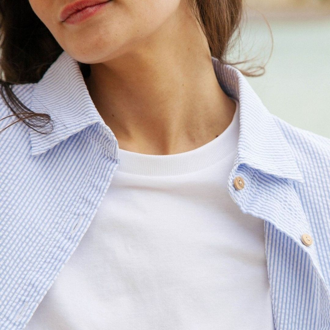 Printed Striped Shirt Blue