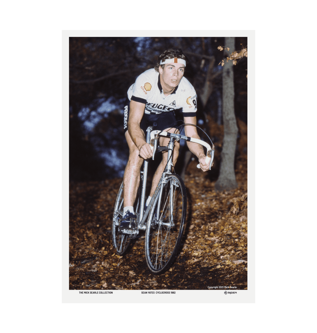 Print of Sean Yates, riding cyclocross