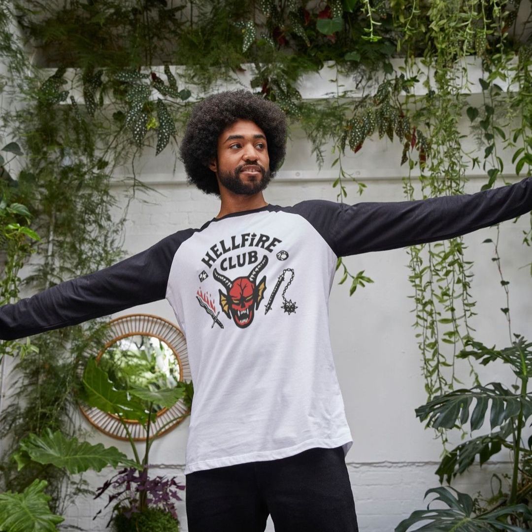Hellfire Club - 3/4 Sleeve T-Shirt - White/Black - @BVCM | this is a P Hellfire Club - 3/4 Sleeve T-Shirt - White/Black - @BVCM | this is a P
