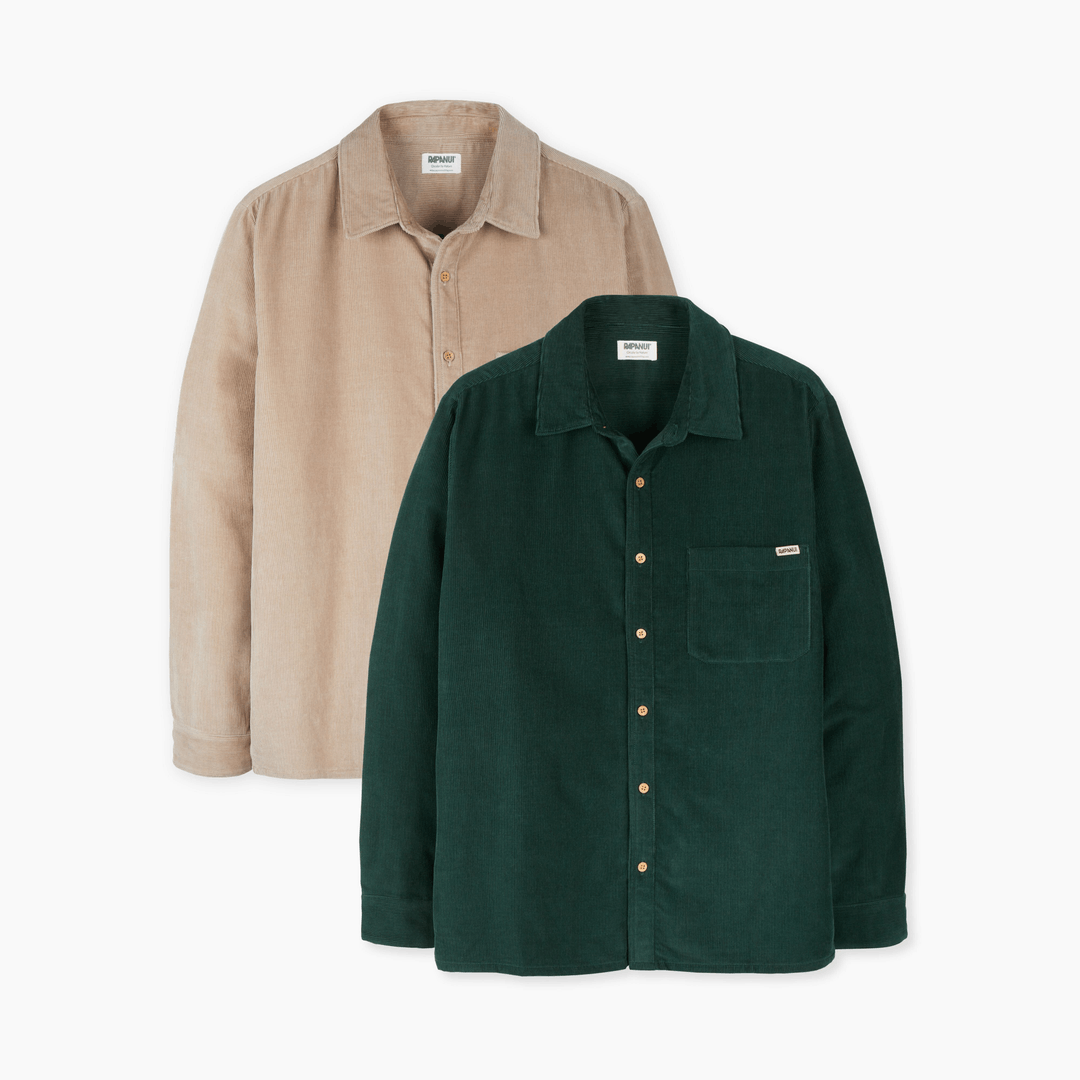 Men's Corduroy Shirt 2 Pack | Cord Shirts Bundle | Rapanui