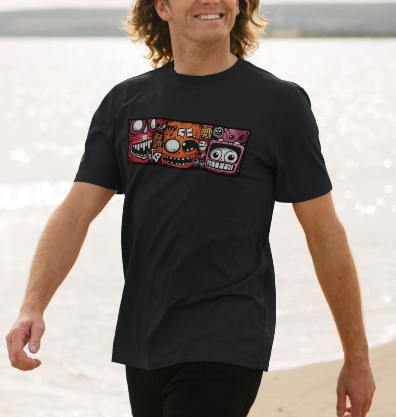 Men's Comic Strip Robot Heads T-Shirt