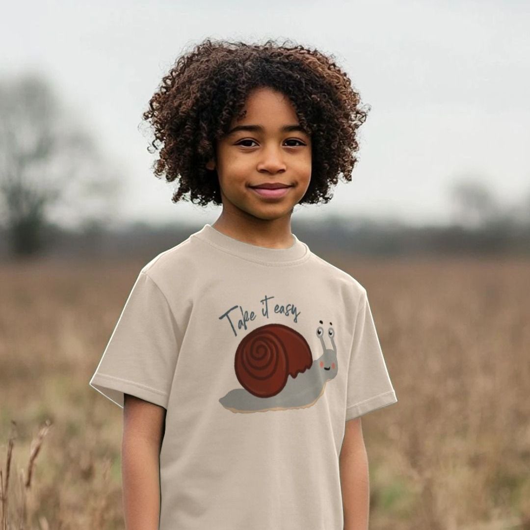 Take it Easy Funny Snail organic T-shirt for kids