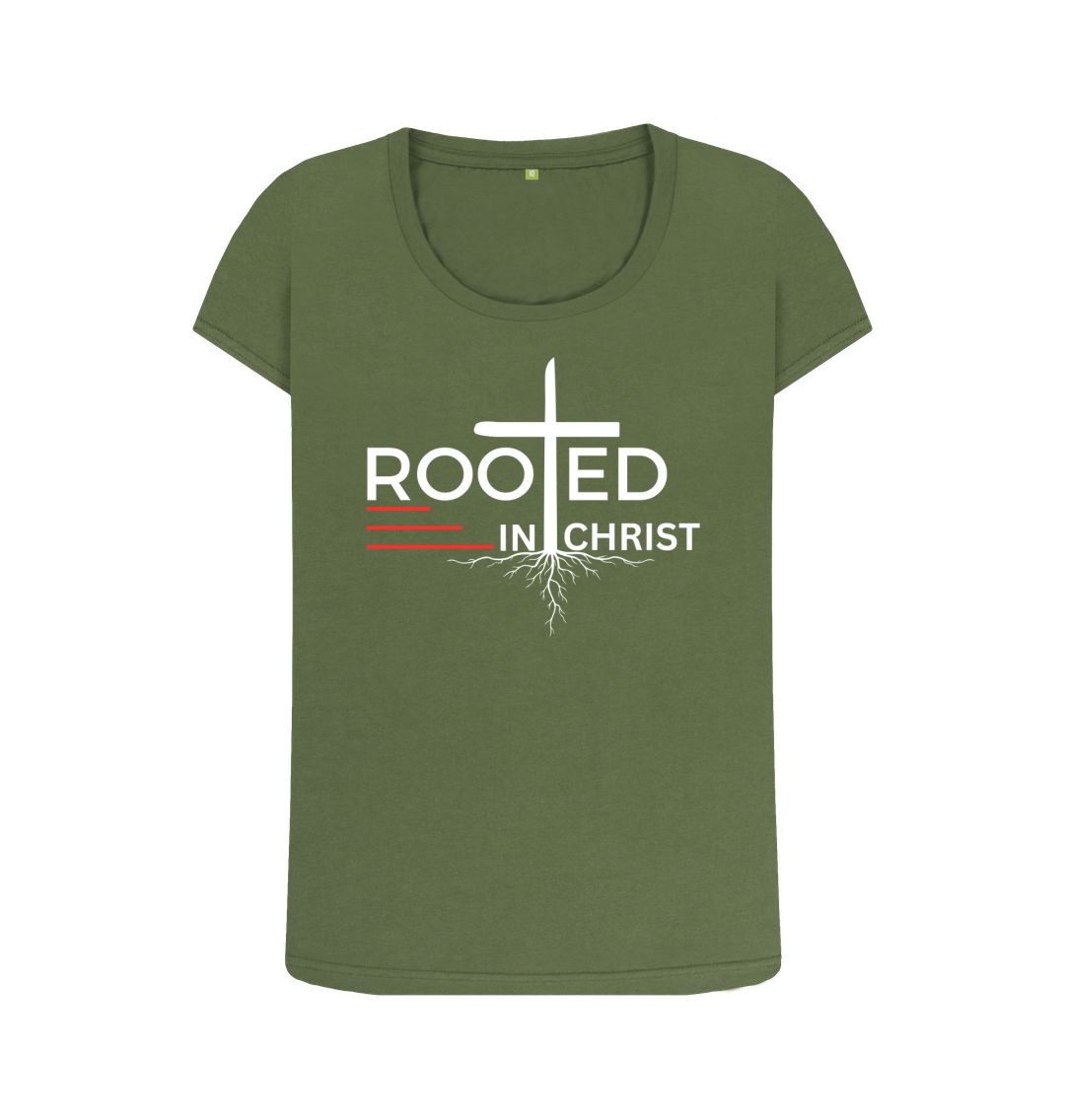 Colossians 2:7 - Rooted in Christ Organic cotton Women's Scoop Neck T-shirt