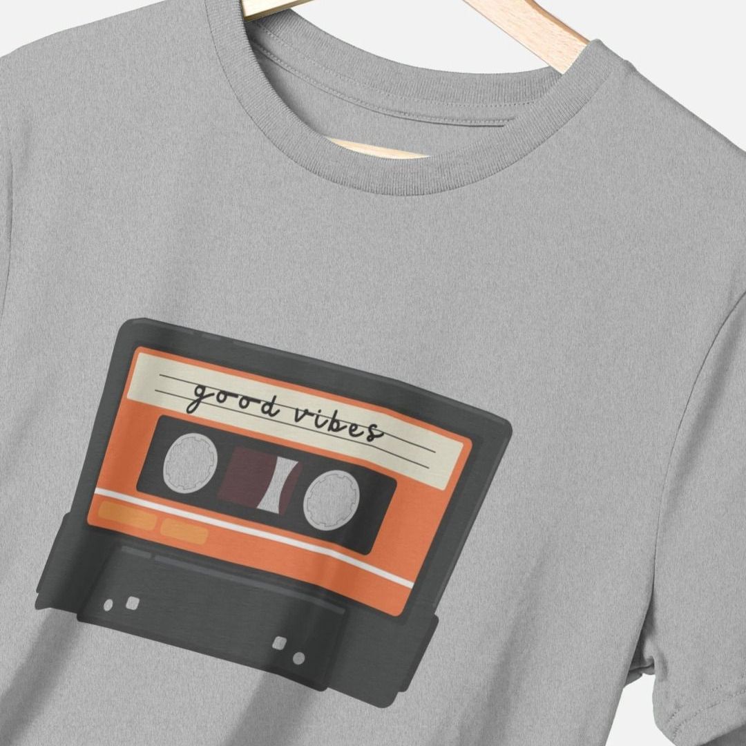 Men's Good Vibes Cassette Tape T-shirt 90s Slogan Tees