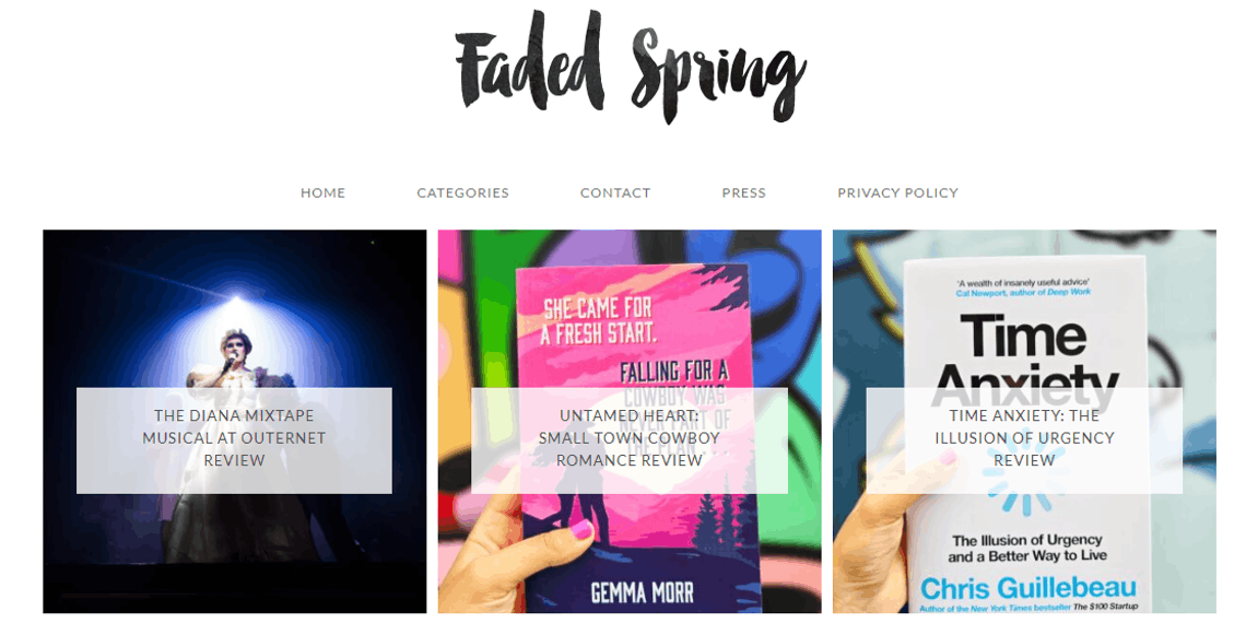 picture of the Faded Spring homepage (credit: Faded Spring)